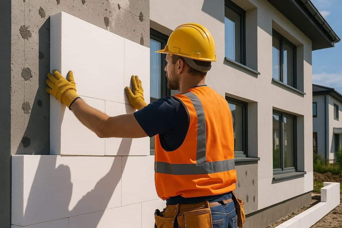 Posa del cappotto termico per efficientamento energetico di una casa