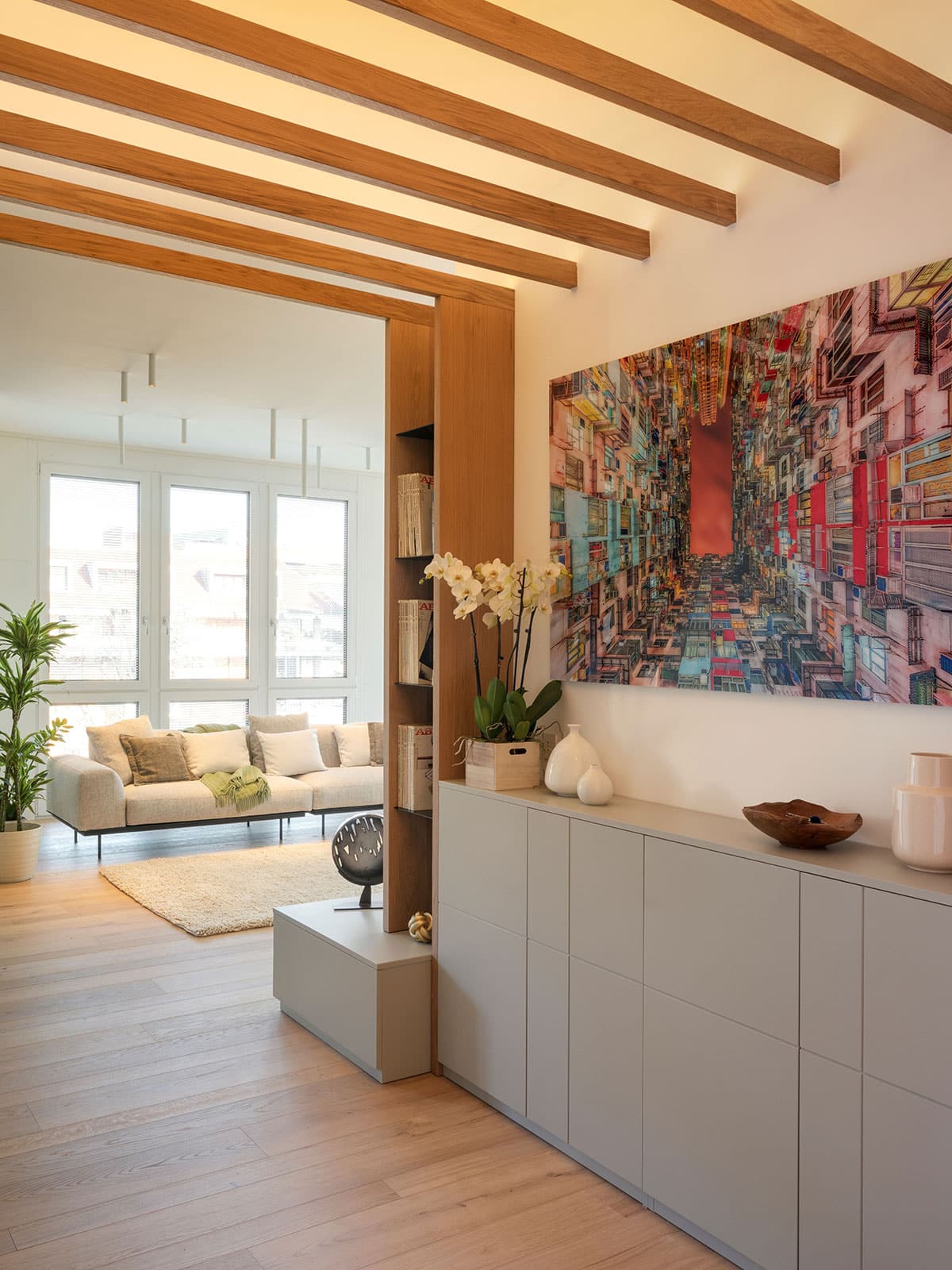 Ristrutturazione Salotto Moderno con travi a vista CREO Casa Milano
