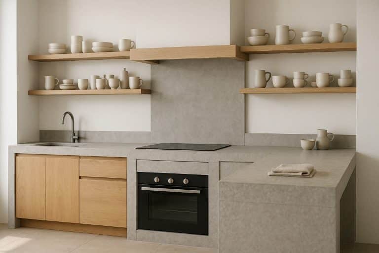 Concept realizzato con AI di una cucina in muratura moderna e in stile nordico